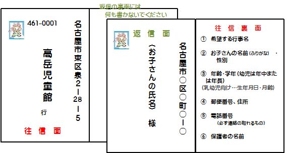 往復はがきのイラスト